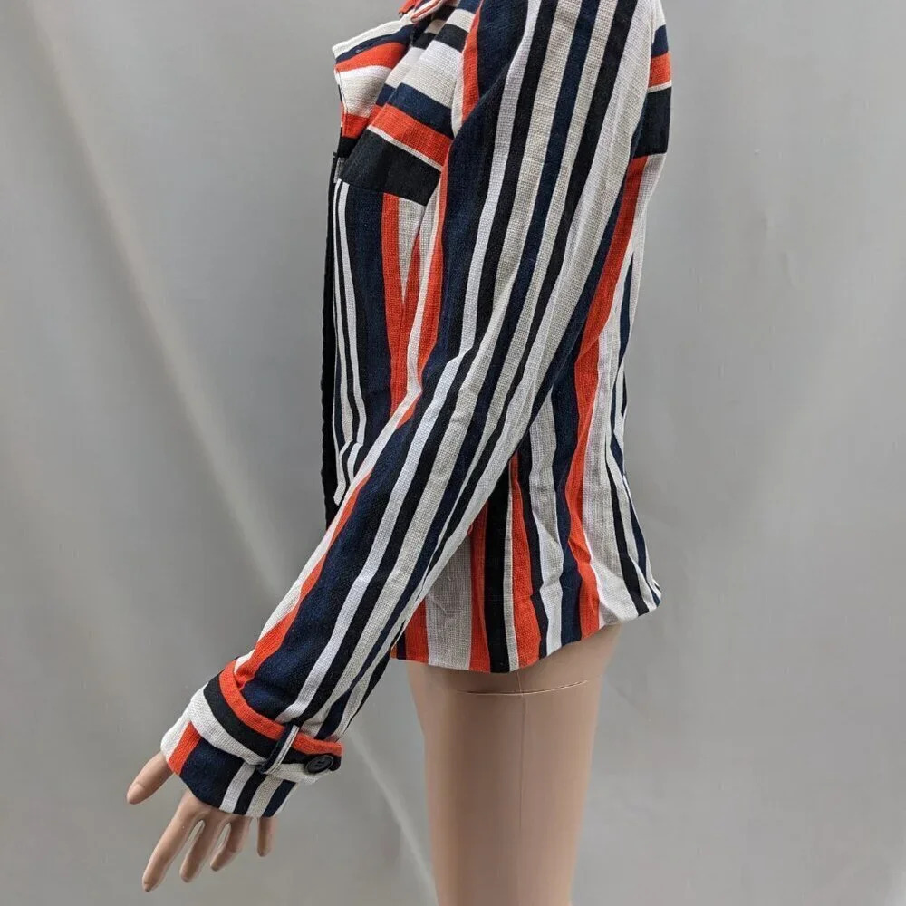 Jones New York Double Breasted Striped Blazer Jacket 8 Career Nautical Tailored - Picture 8 of 14